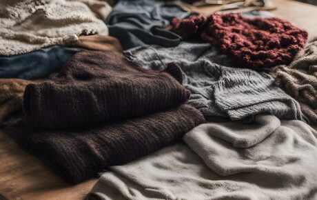 worn out clothes with pilling on them